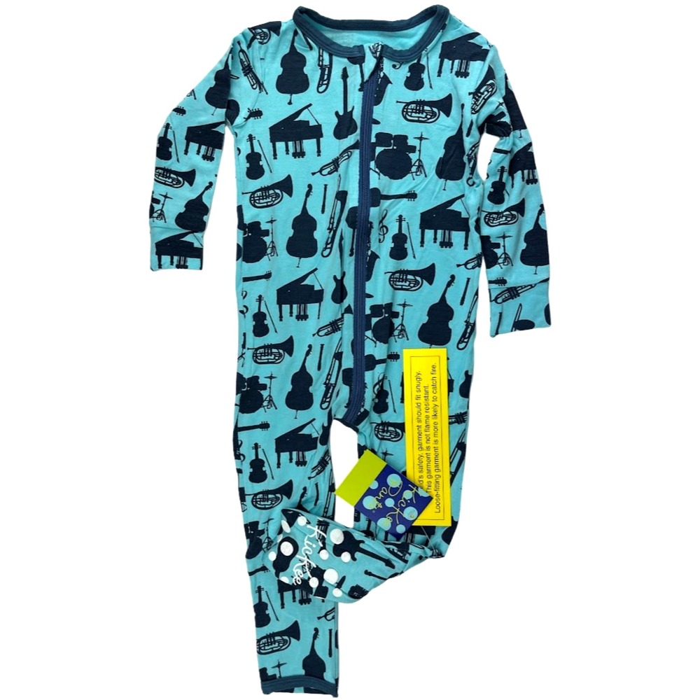 KicKee Pants Blue Baby Boy Sleeper 12 18 Mos Jazz Band Bamboo Zip Snug Fit NWT‎